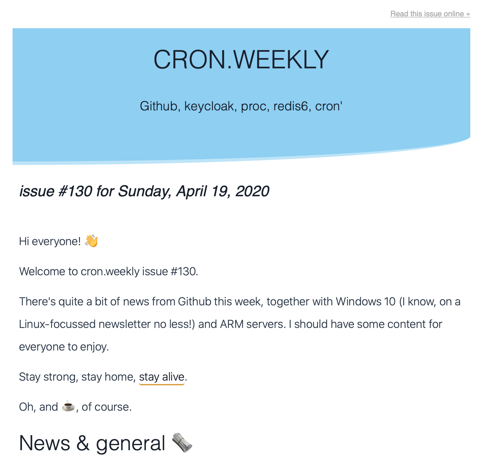 HTML view of the cron.weekly newsletter