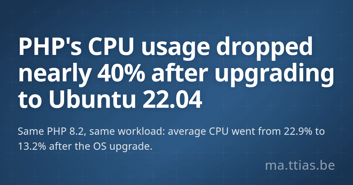 Ubuntu Server Update PHP's CPU usage dropped nearly 40% after upgrading to Ubuntu 22.04 · ma ...