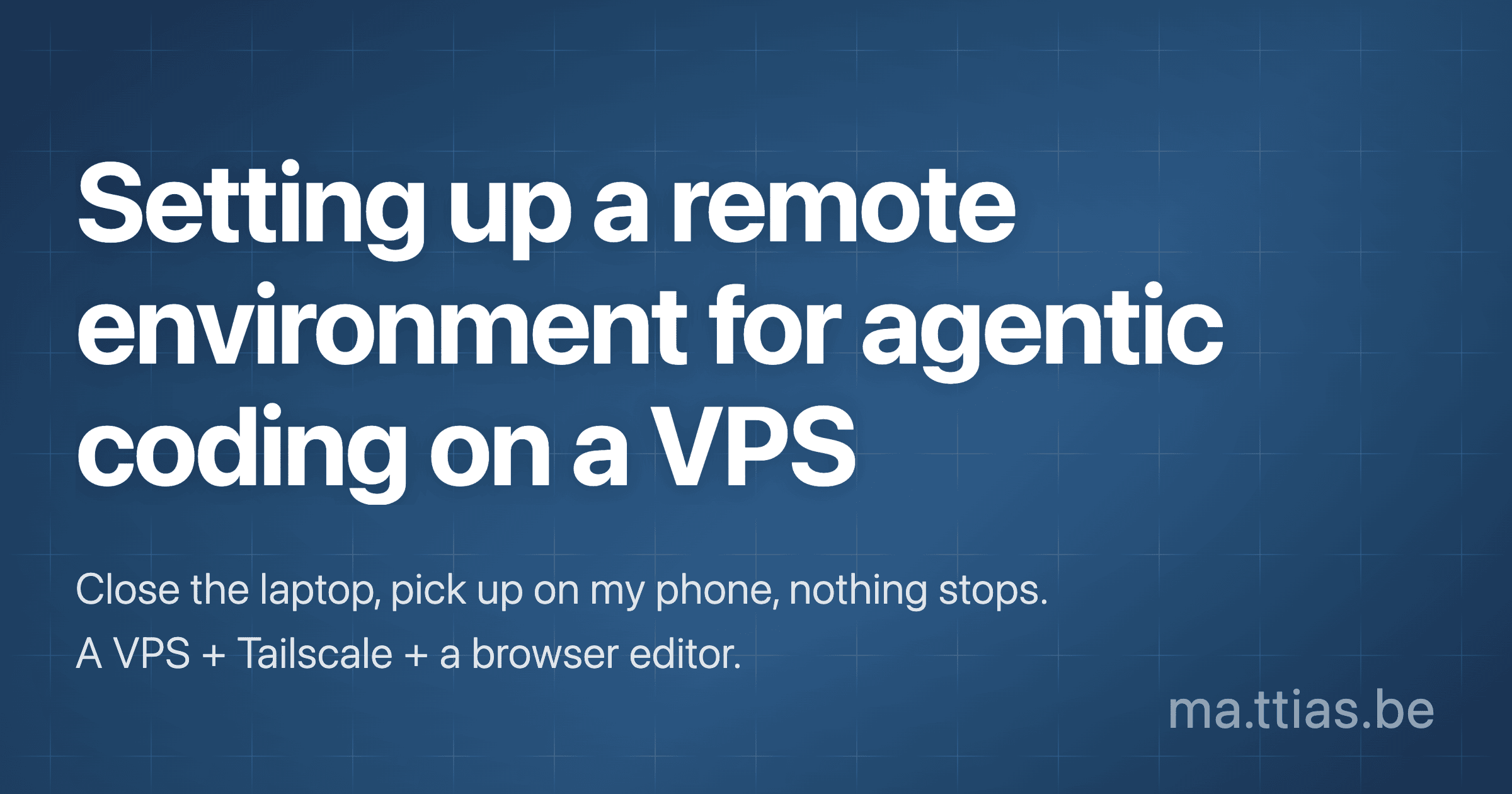 Setting up a remote environment for agentic coding on a VPS