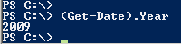 Get-Date Object: (Get-Date).Year